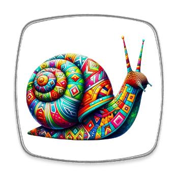 Schnecke - Viereckiger Kühlschrankmagnet - Weiß - Vorne