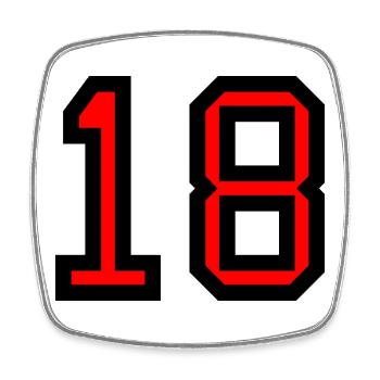 18. 18 YEARS OLD. 18th ANNIVERSARY. 18 BIRTHDAY. - Square fridge magnet - white - Front