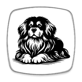 Tibet Spaniel - Viereckiger Kühlschrankmagnet - Weiß - Vorne