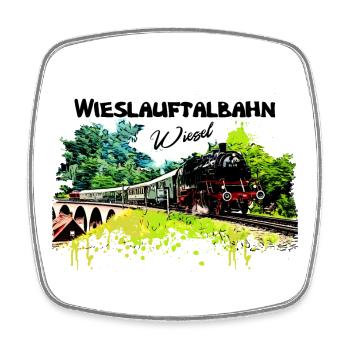 Wieslauftalbahn Schwäbische Waldbahn Wiesel - Viereckiger Kühlschrankmagnet - Weiß - Vorne