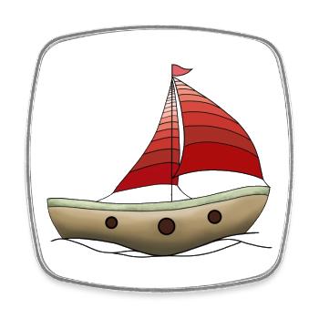 Boot - Viereckiger Kühlschrankmagnet - Weiß - Vorne