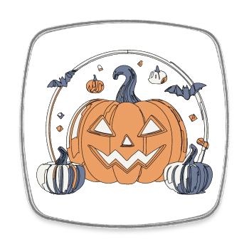 Gruselige Halloween Kürbis Halloween-Dekor - Viereckiger Kühlschrankmagnet - Weiß - Vorne