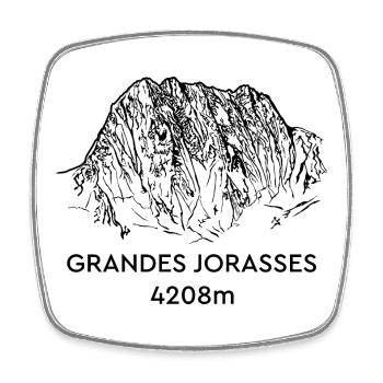 Grandes Jorasses, Haute Montagne, Mont-Blanc, Montagne - Magnet carré - blanc - Devant