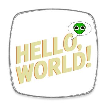 Playful Alien Hello World Design - Square fridge magnet - white - Front