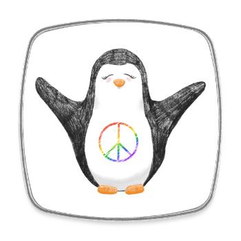 Pinguin Meg für Frieden - Viereckiger Kühlschrankmagnet - Weiß - Vorne