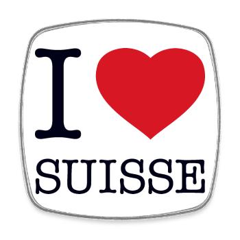 I LOVE SUISSE Switzerland Schweiz - Viereckiger Kühlschrankmagnet - Weiß - Vorne