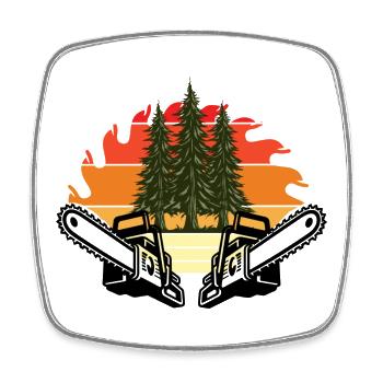 Sunset forest idyll with trees - Square fridge magnet - white - Front