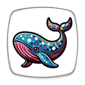 Whale - Square fridge magnet - white - Front