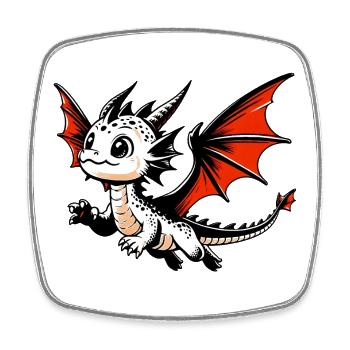 Dragon - Magnet carré - blanc - Devant