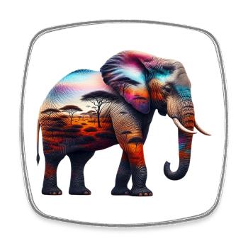 Elefant - Viereckiger Kühlschrankmagnet - Weiß - Vorne