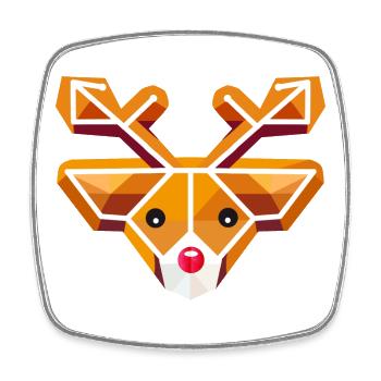 Geometric reindeer head motif in gingerbread style - Square fridge magnet - white - Front
