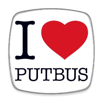I LOVE PUTBUS - Viereckiger Kühlschrankmagnet - Weiß - Vorne