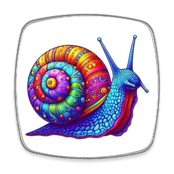 Schnecke - Viereckiger Kühlschrankmagnet - Weiß - Vorne
