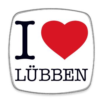 I LOVE LÜBBEN - Viereckiger Kühlschrankmagnet - Weiß - Vorne