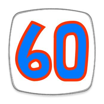 60. 60 JAHRE. 60-JÄHRIGES JUBILÄUM. 60. GEBURTSTAG. - Viereckiger Kühlschrankmagnet - Weiß - Vorne