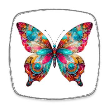 Papillon - Magnet carré - blanc - Devant