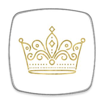 Couronne Reine/Roi personnalisable - Magnet carré - blanc - Devant