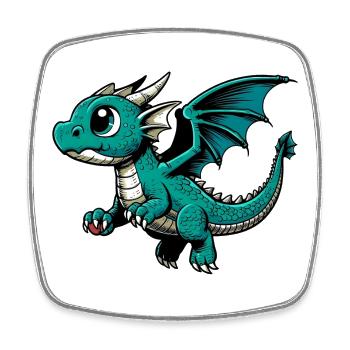 Drache - Viereckiger Kühlschrankmagnet - Weiß - Vorne