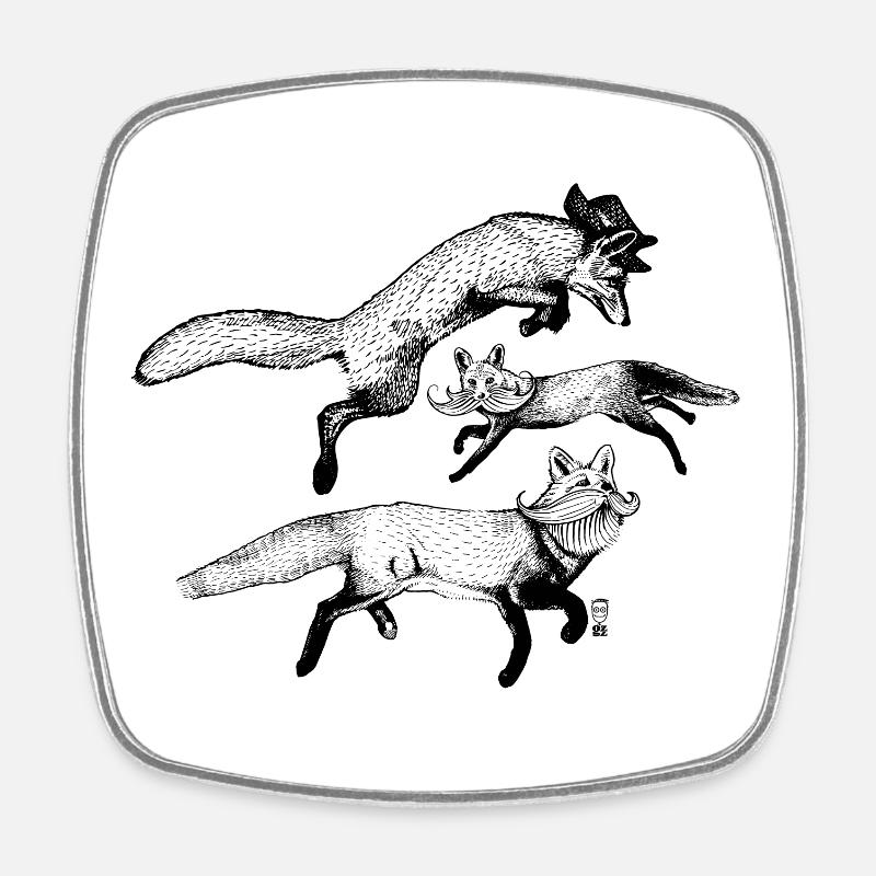 The 3 Foxes - Square fridge magnet - white