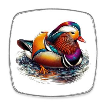 Mandarin duck - Square fridge magnet - white - Front