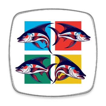 Fische - Viereckiger Kühlschrankmagnet - Weiß - Vorne