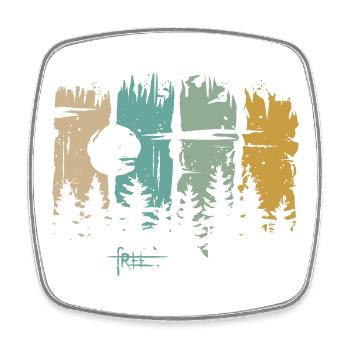 Retro Moon & Forest Design – Free Lettering & Nature - Square fridge magnet - white - Front