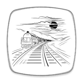 Railway Drawing - Square fridge magnet - white - Front