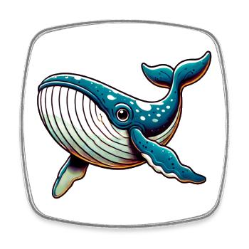 Whale - Square fridge magnet - white - Front