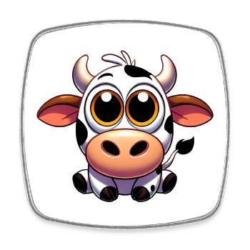 Vache - Magnet carré - blanc - Devant