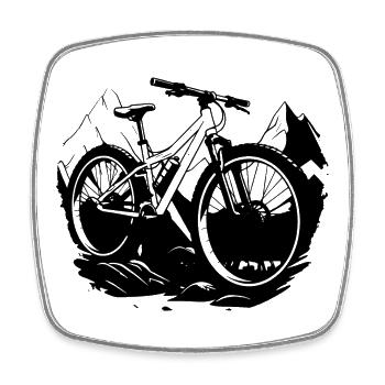 Croquis de vélo de montagne - Magnet carré - blanc - Devant