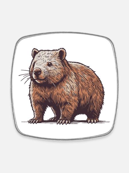 Wombat - Viereckiger Kühlschrankmagnet - Weiß
