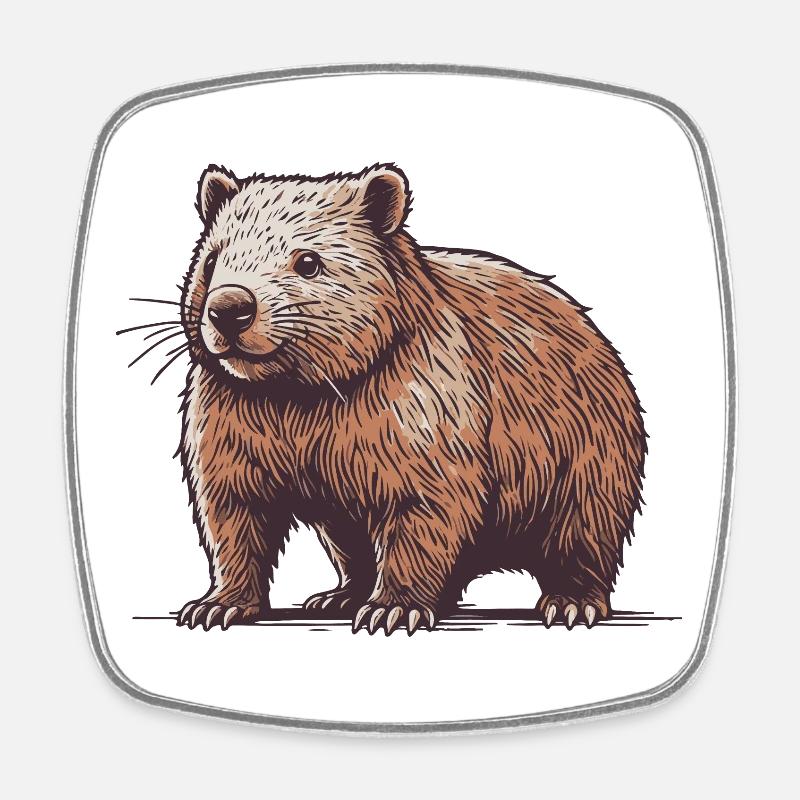 Wombat - Viereckiger Kühlschrankmagnet - Weiß