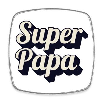 ensemble père fils assorti collection super papa - Magnet carré - blanc - Devant