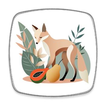 Elegant fox with tropical fruits - Square fridge magnet - white - Front