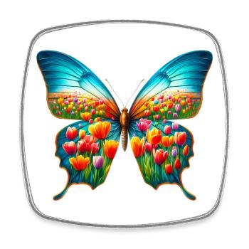 Schmetterling Tulpe Tulpen - Viereckiger Kühlschrankmagnet - Weiß - Vorne