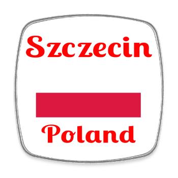 Szczecin Pologne - Imprimés élégants - Magnet carré - blanc - Devant