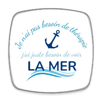 Pas besoin de thérapie voir la mer - Ancre - Océan - Magnet carré - blanc - Devant