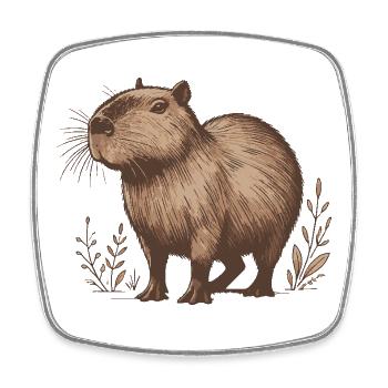 Capybara - Viereckiger Kühlschrankmagnet - Weiß - Vorne