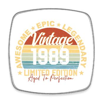 Rétro 1989 Vintage Anniversaire 1989 Cadeau 1989 - Magnet carré - blanc - Devant