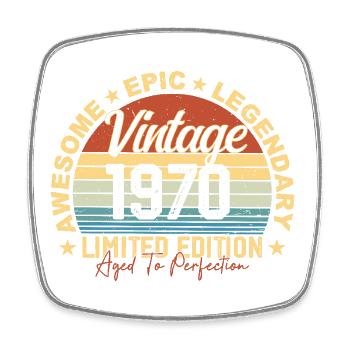 Rétro 1970 ' s Vintage Anniversaire 1970 ' s Cadeau 1970 - Magnet carré - blanc - Devant