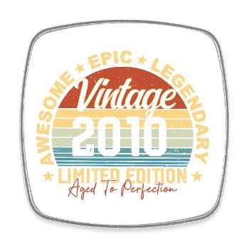 Rétro 2010 Vintage Anniversaire 2010 Cadeau 2010 - Magnet carré - blanc - Devant
