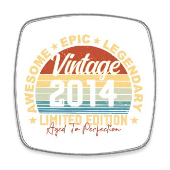 Retro 2014 Vintage Birthday 2014 Gift 2014 - Square fridge magnet - white - Front