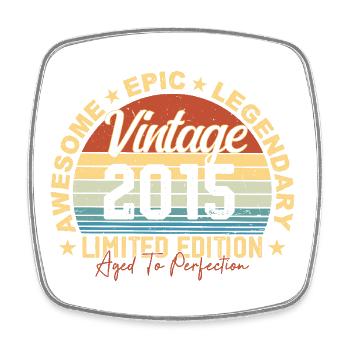Retro 2015 Vintage Birthday 2015 Gift 2015 - Square fridge magnet - white - Front
