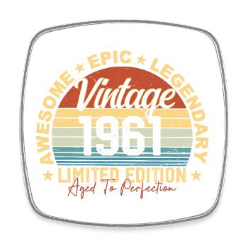 Rétro 1961 Vintage Anniversaire 1961 Cadeau 1961 - Magnet carré - blanc - Devant