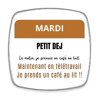 Mardi petit dej - Un café - Magnet carré - blanc - Devant