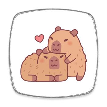 Câlins mignons Capybara Saint-Valentin - Magnet carré - blanc - Devant