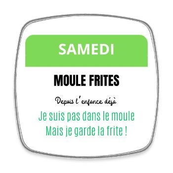 Samedi - Moules Frites - Magnet carré - blanc - Devant