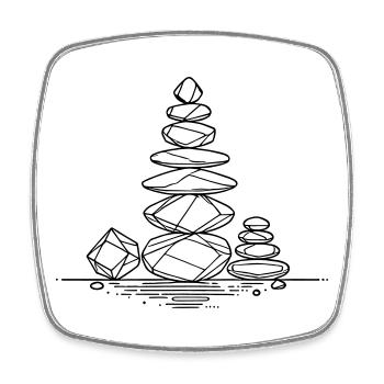Art de l’équilibre – Tour de pierre Zen géométrique - Magnet carré - blanc - Devant