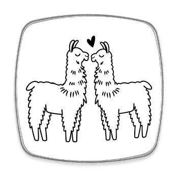 llamas in love - Square fridge magnet - white - Front