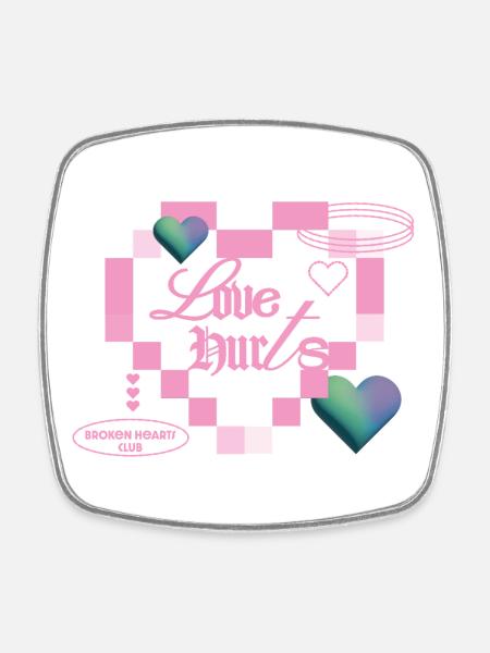 Liebe tut weh - Viereckiger Kühlschrankmagnet - Weiß